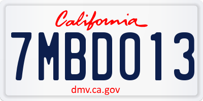 CA license plate 7MBD013