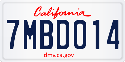 CA license plate 7MBD014