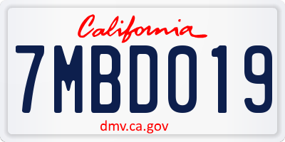 CA license plate 7MBD019