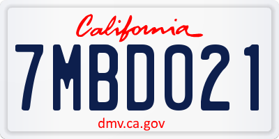 CA license plate 7MBD021