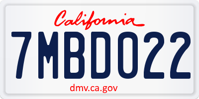 CA license plate 7MBD022
