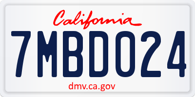 CA license plate 7MBD024