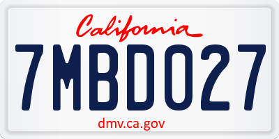 CA license plate 7MBD027