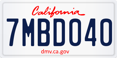 CA license plate 7MBD040