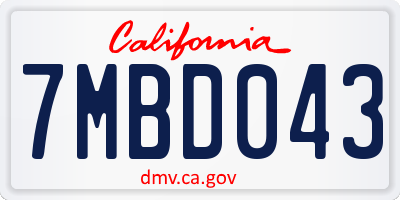 CA license plate 7MBD043