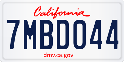CA license plate 7MBD044