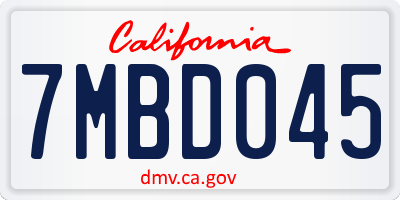CA license plate 7MBD045