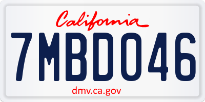 CA license plate 7MBD046