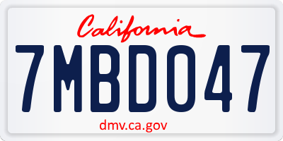 CA license plate 7MBD047