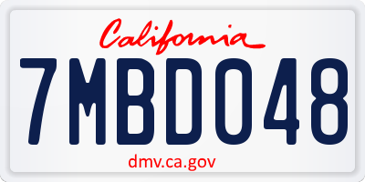 CA license plate 7MBD048