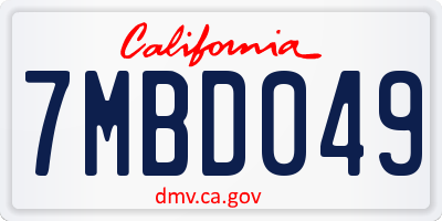 CA license plate 7MBD049