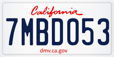 CA license plate 7MBD053