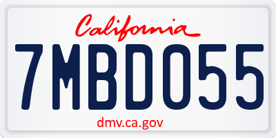 CA license plate 7MBD055