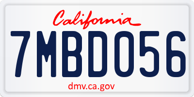 CA license plate 7MBD056