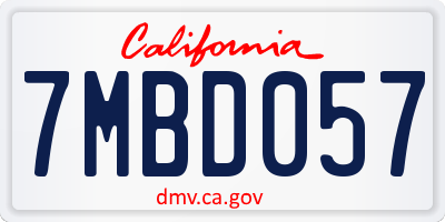 CA license plate 7MBD057