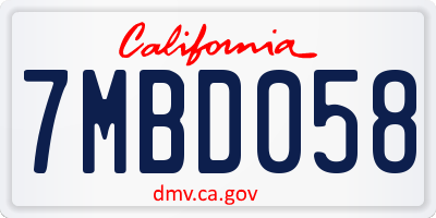 CA license plate 7MBD058