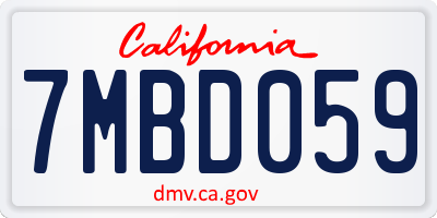 CA license plate 7MBD059
