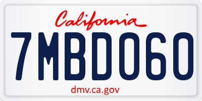 CA license plate 7MBD060