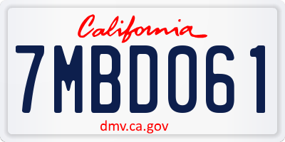 CA license plate 7MBD061