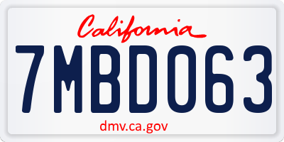CA license plate 7MBD063