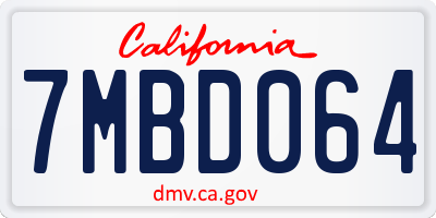 CA license plate 7MBD064