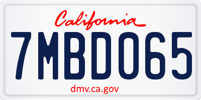 CA license plate 7MBD065
