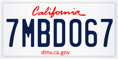 CA license plate 7MBD067