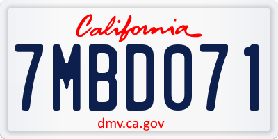CA license plate 7MBD071
