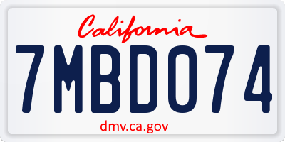 CA license plate 7MBD074