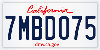 CA license plate 7MBD075