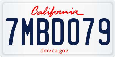 CA license plate 7MBD079