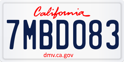 CA license plate 7MBD083