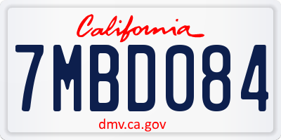 CA license plate 7MBD084