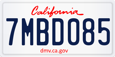 CA license plate 7MBD085