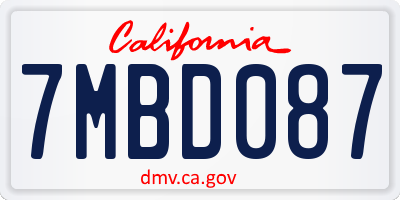 CA license plate 7MBD087