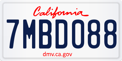 CA license plate 7MBD088
