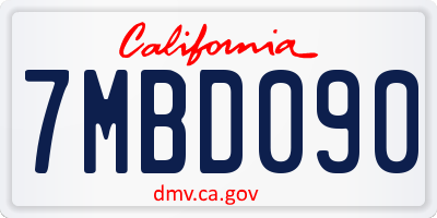 CA license plate 7MBD090
