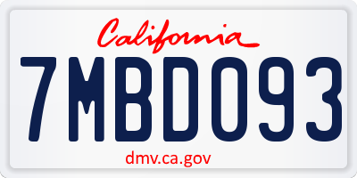 CA license plate 7MBD093
