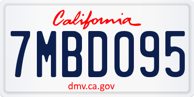 CA license plate 7MBD095