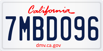 CA license plate 7MBD096