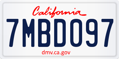 CA license plate 7MBD097