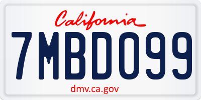 CA license plate 7MBD099