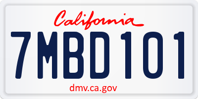 CA license plate 7MBD101