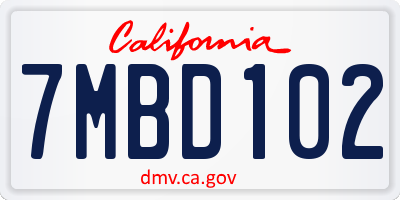 CA license plate 7MBD102