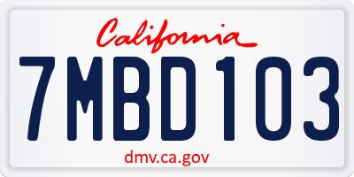 CA license plate 7MBD103