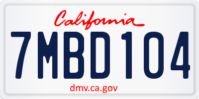 CA license plate 7MBD104