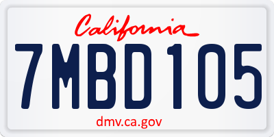 CA license plate 7MBD105