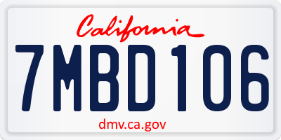 CA license plate 7MBD106