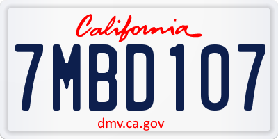 CA license plate 7MBD107
