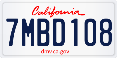 CA license plate 7MBD108